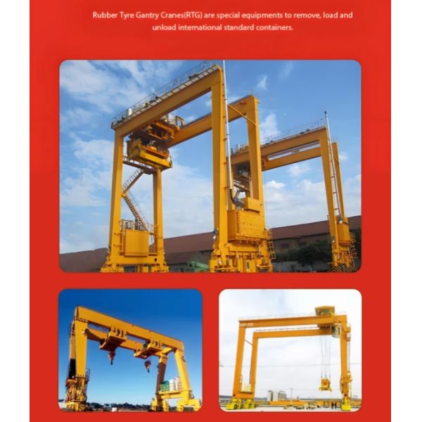 Remote Control Diesel Engine RTG Rubber Tyred Gantry Crane with 15-50 Ton Capacity for Container Lifting