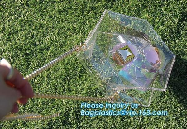 handbags pvc shoulder bag for ladies zipper waterproof pvc bag, transparent PVC shoulder bags, fashion laser handbag PVC