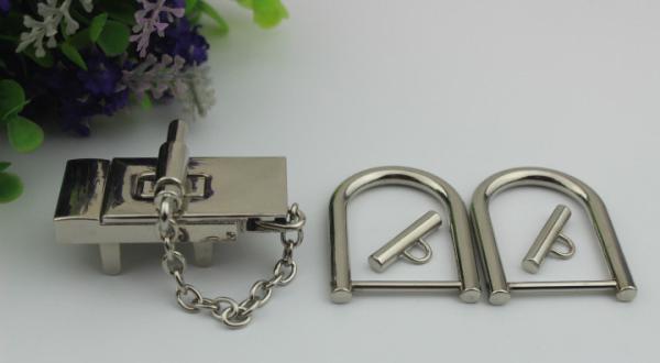 Light gold zinc alloy square metal shiny brand handbag clip lock