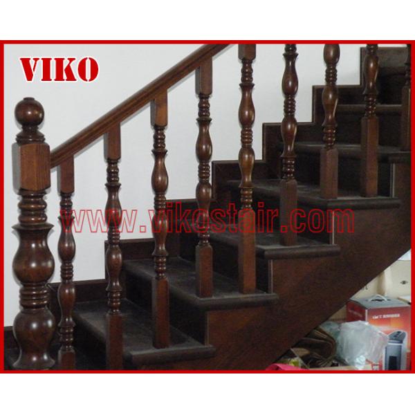 Solid Wood Staircase VK94S American Handrail Tread American ,Railing tempered glass, Handrail b eech Stringer,carbon