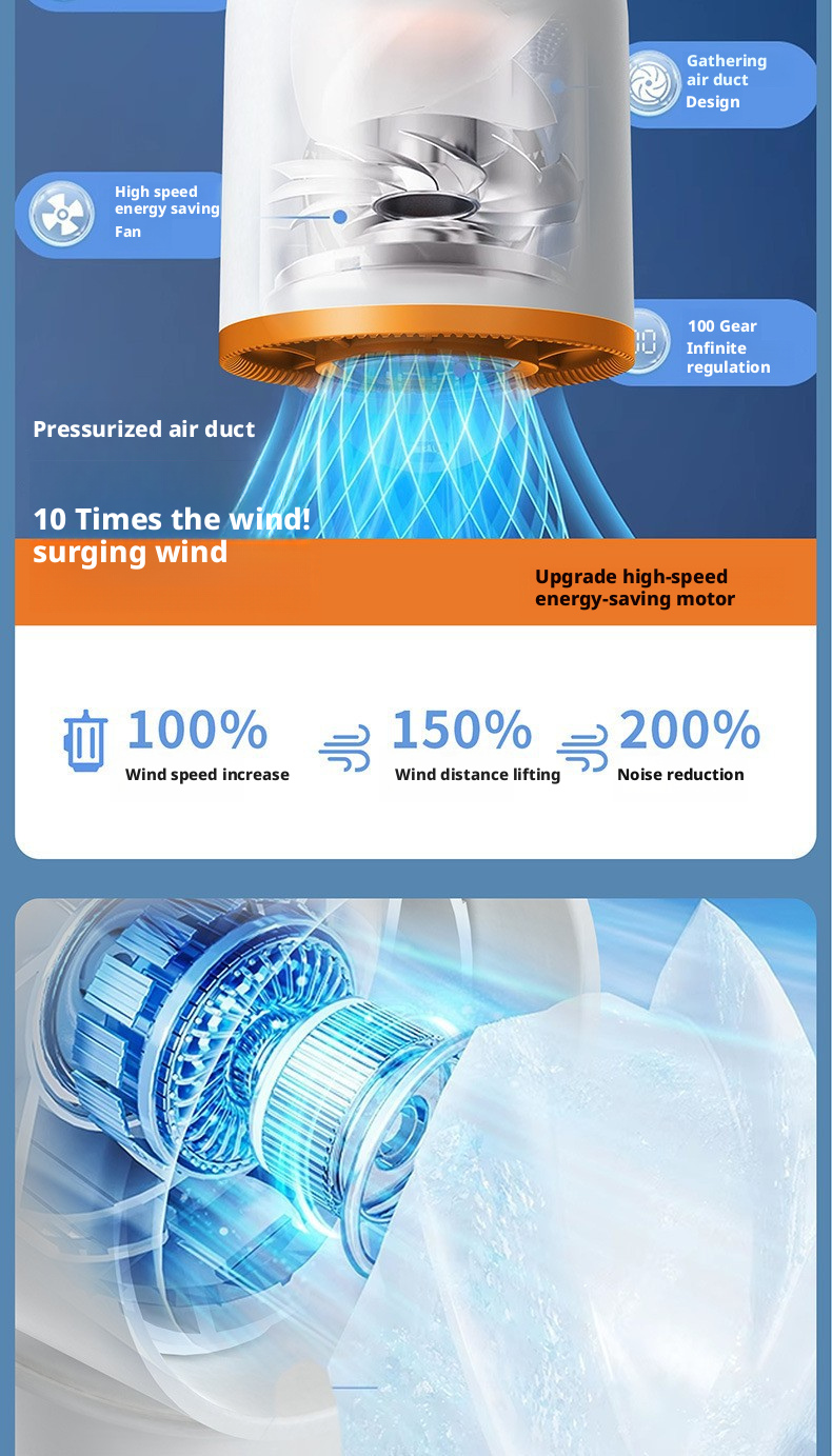 Customized 2000mAh Battery Mini Portable Fan With Brushless Motor For Personal Cooling