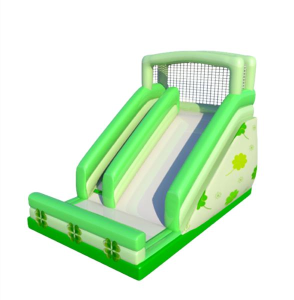 Green And White Inflatable Slides For Fun And Safety In Children Play