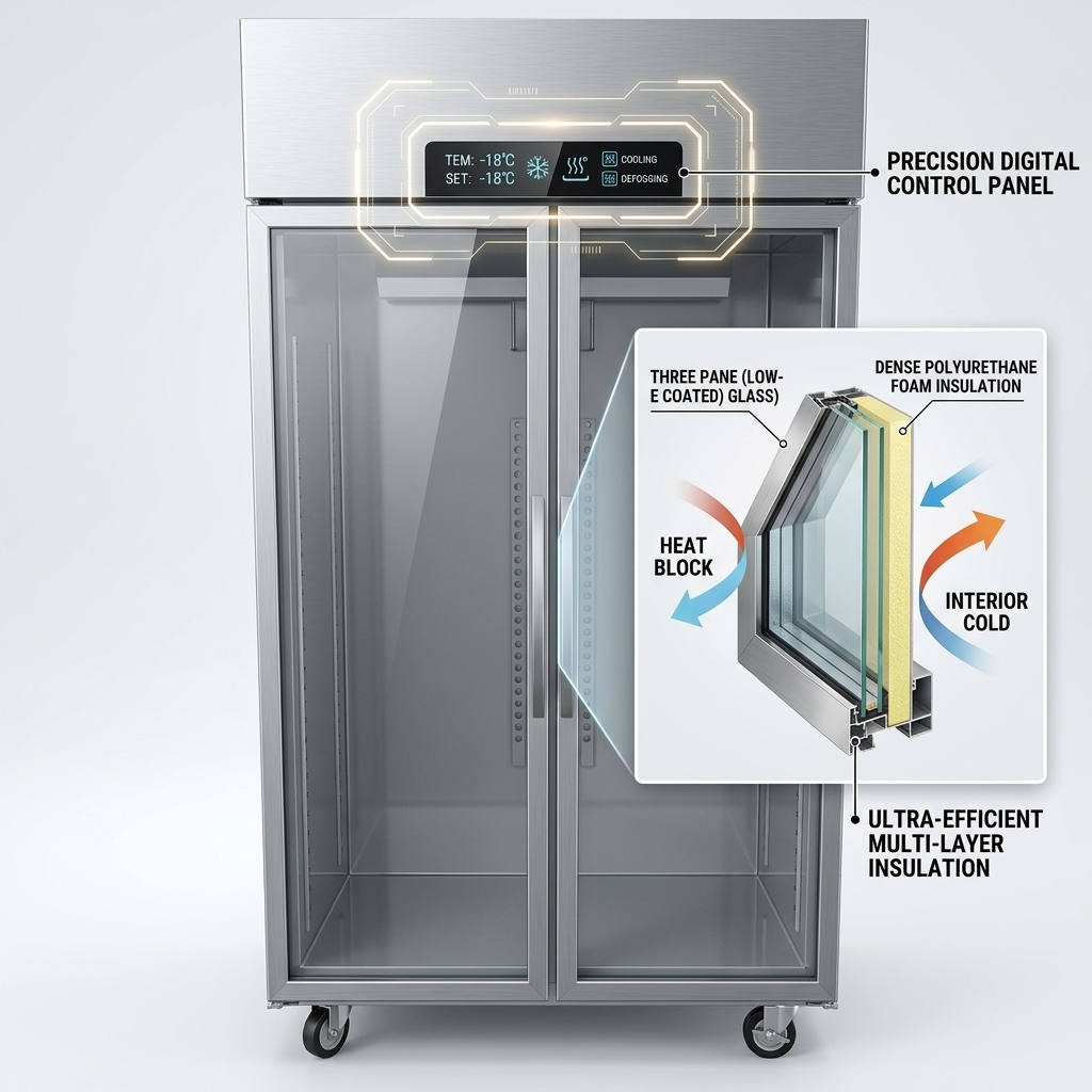 Durable Meat Hanging Fridge Eco Friendly Meat Display Case 2100L