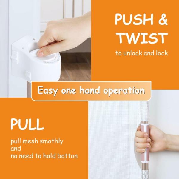 Retractable Mesh Baby Safety Gates Aluminum Frame For Hallways