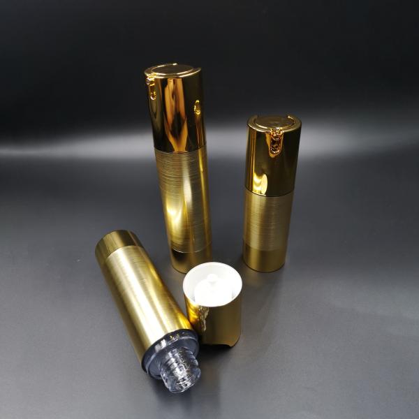 Special 15ml 30ml 50ml gold frosted vacuum skin care silver chambercosmetic manufacturer lotion airless pump bottle