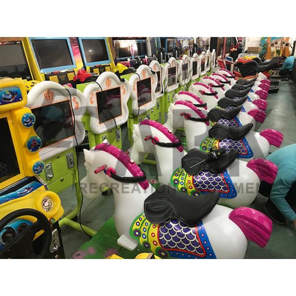 Indoor Touch Screen Kiddy Ride Machine , Crazy Horse Car Racing Swing Video Game Machine
