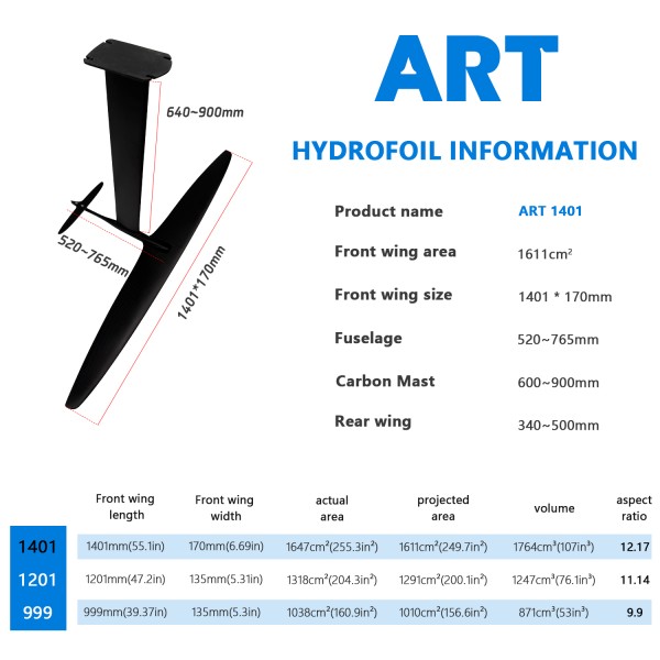 2026 AXIS ART PRO 1401 Axis Gear Foil Carbon Hydrofoil Wing for Dock-starters Beginner