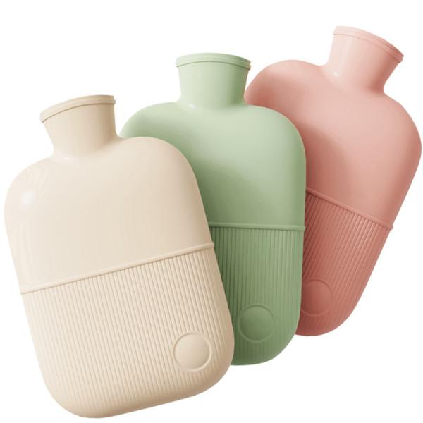 Bouteille d'eau chaude en caoutchouc avec couvercle doux 2 L 1L Sac d'eau chaude pour les crampes soulagement de la douleur échangeable chaud et froid