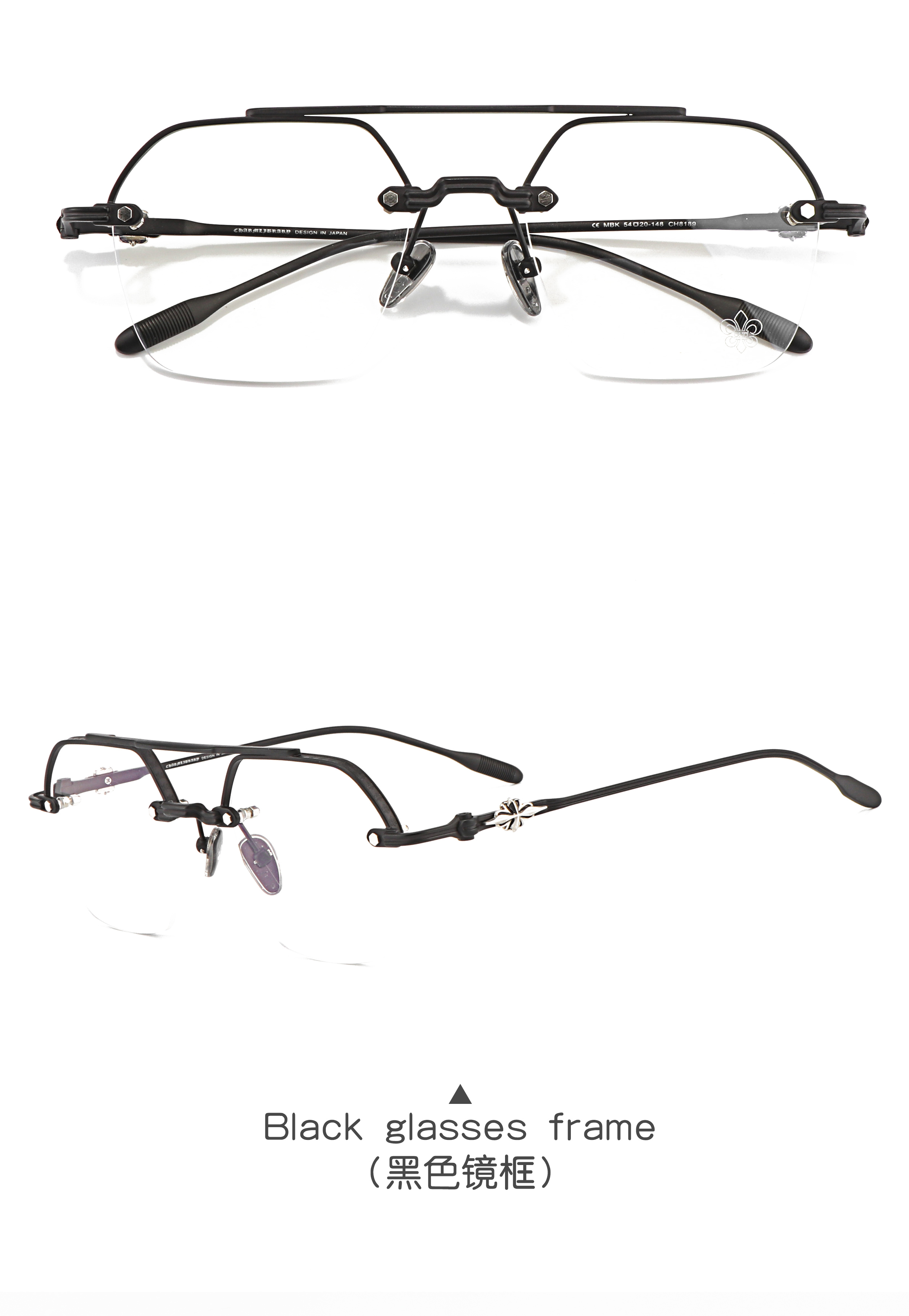 Women's Men's Pilot Half Frame Black Optical Prescription Presbyopia Large Frame Luxury Brand Light Frames for Eye Glasses Eyes