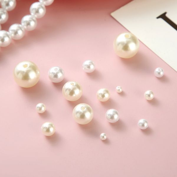 Highlight Abs Imitation Pearl Straight Hole Beading Factory Direct Supply Bag Clothing Accessories Accessories Wholesale