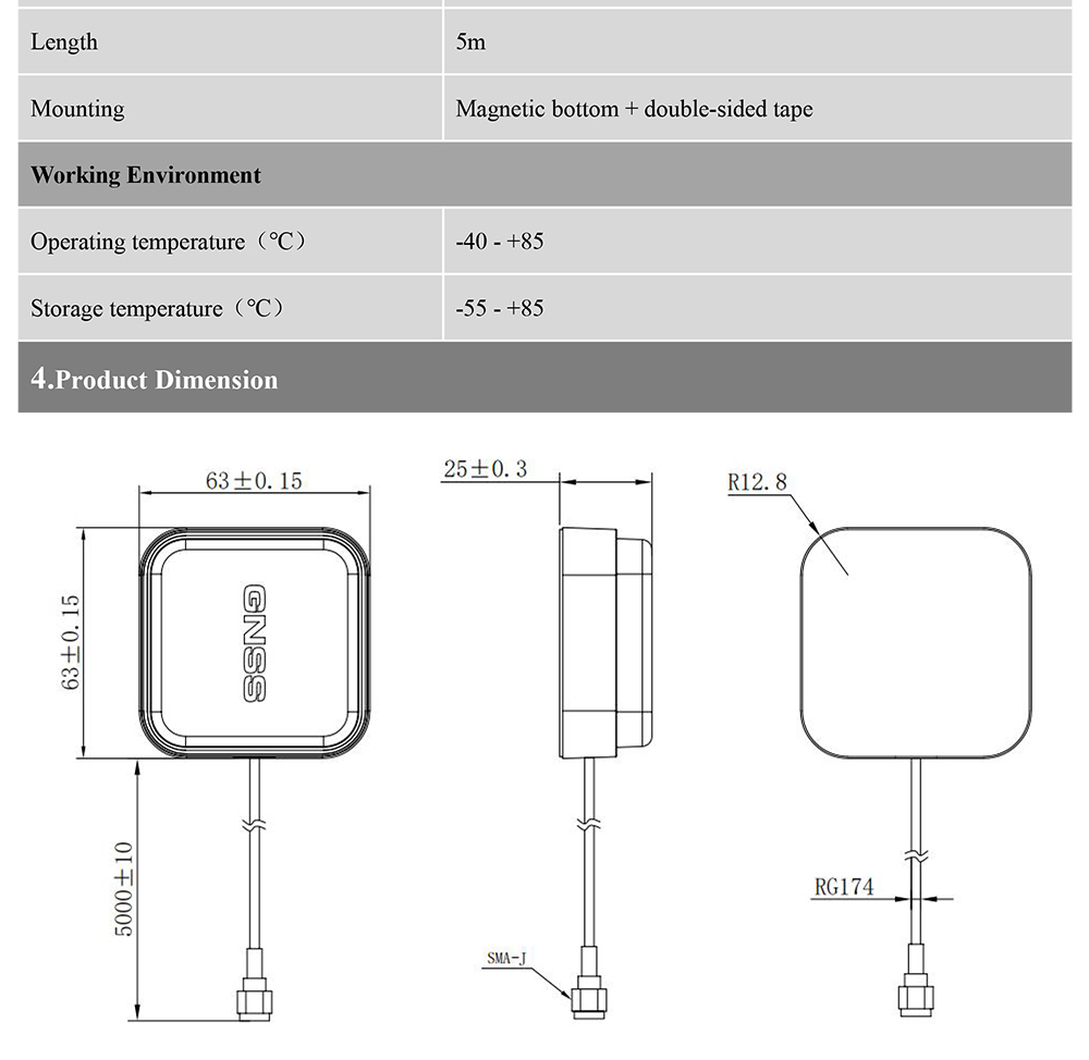 Multi System Compatibility RTK GNSS Navigation Antenna High Sensitivity BT-256B