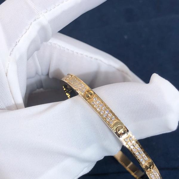 High Quality Fashion Fine Jewelry Pure 18k Real Gold And Natural Vs Diamonds LOVE Bracelet, Small Model Paved