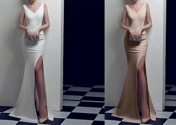 Mermaid Sexy Wedding Bridesmaid Dresses , Small Tail Elastic V Neck Ball Gown