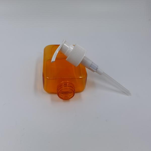 Orange Clear Flat Plastic Cosmetic Bottles Hand Wash Body Cream PET Container  180ml