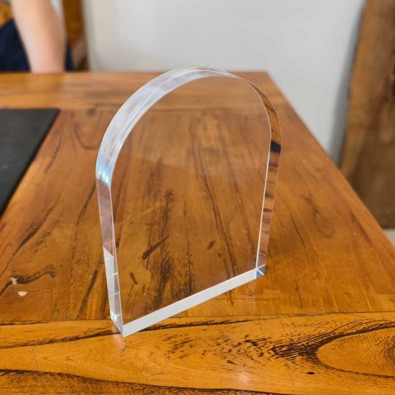 Custom Arch Shape Solid Acrylic Block with Polished Finish for UV Printing Logo Display