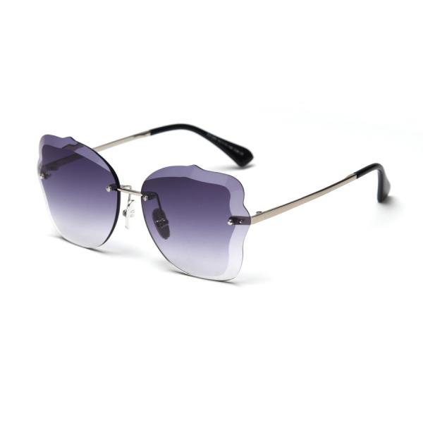 Rimless Gradient Lens Oversize Women 139mm Metal Frame Polarized Sunglasses