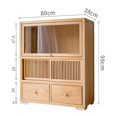 armario de almacenamiento de Swood del gabinete de la habitación de 800*380*980m m con la puerta de cristal