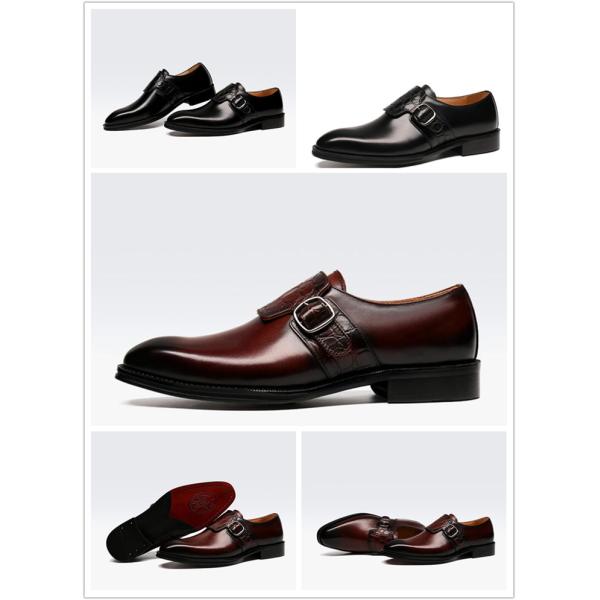 Luxury Mens Monk Strap Shoes / Pure Genuine Leather Shoes Italian Style Loafer For Men