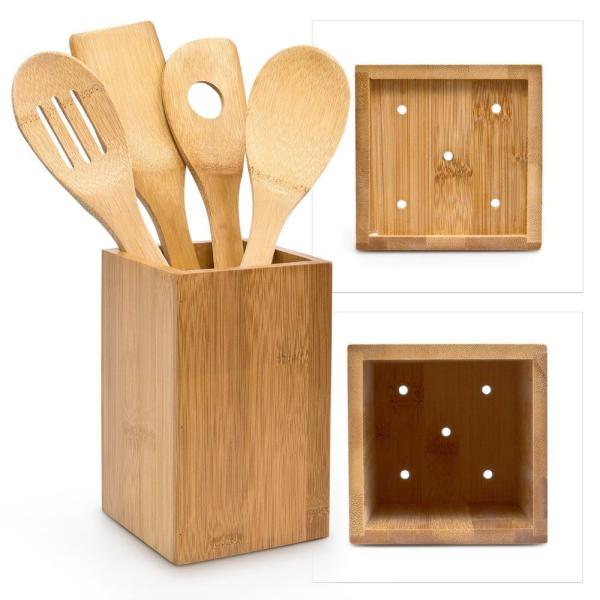 organic bamboo utensil holder kitchen utensil holder for high quality and competitive price