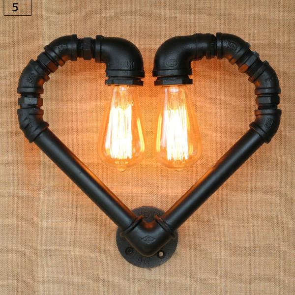 Creative vintage pipe wall light loft edison industry E27 light bar Heart wall lamp (WH-VR-34）
