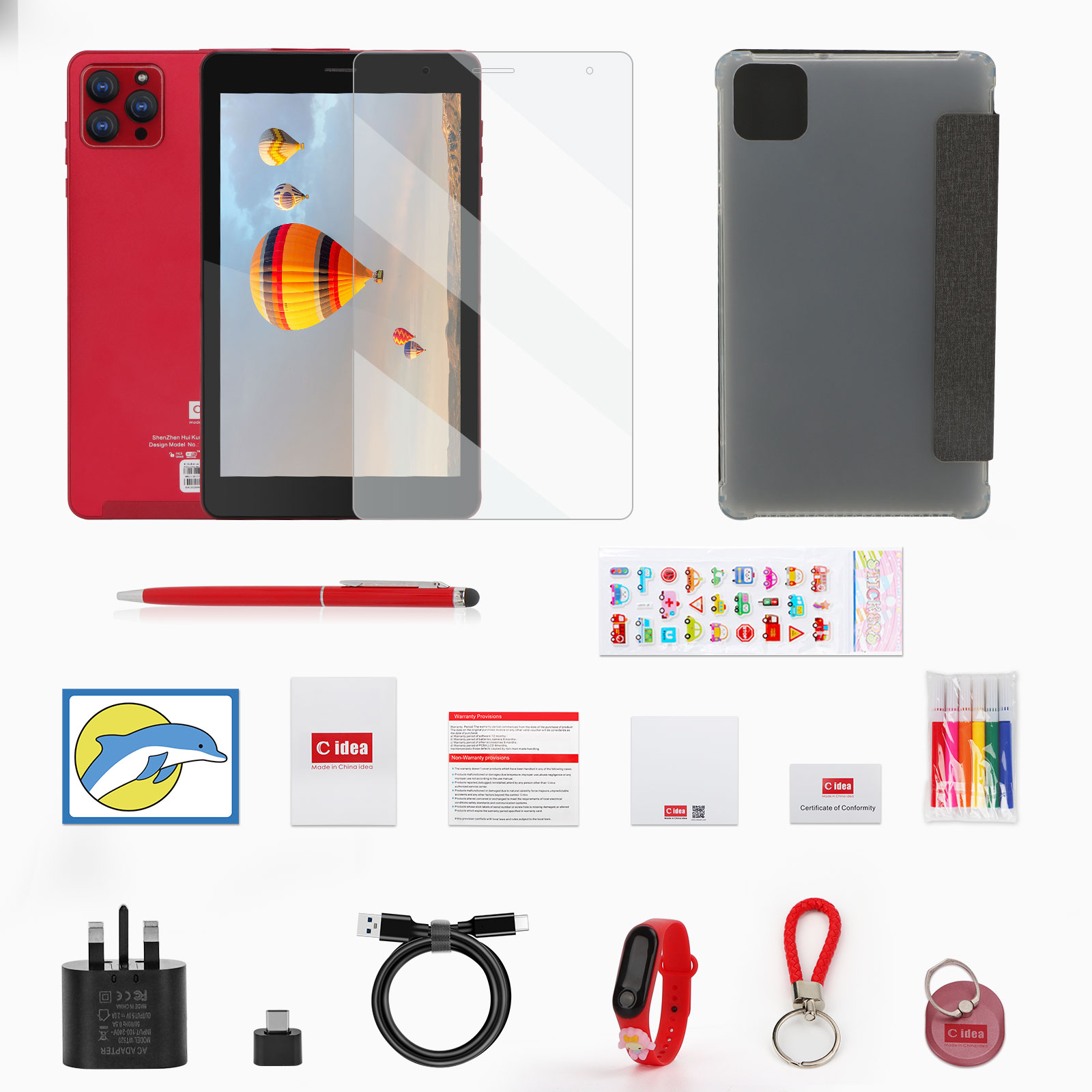 C идея Двойная камера 8 дюймов Android планшетный ПК Android 12 планшетов 1280x800 IPS HD дисплей CM813-серый