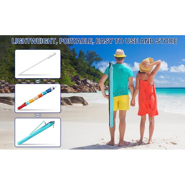 Portable Beach Umbrella With Sand Anchor, Tilt Pole, Carry Bag, Air Vent, Heavy Duty Wind Portable