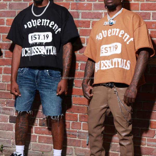 100% coton découpé T-shirt surdimensionné Homme en détresse T-shirt découpé T-shirt découpé