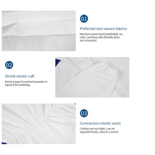 Anti Splash Safety Disposable Coverall Suit Pp Pe Material No Stimulation