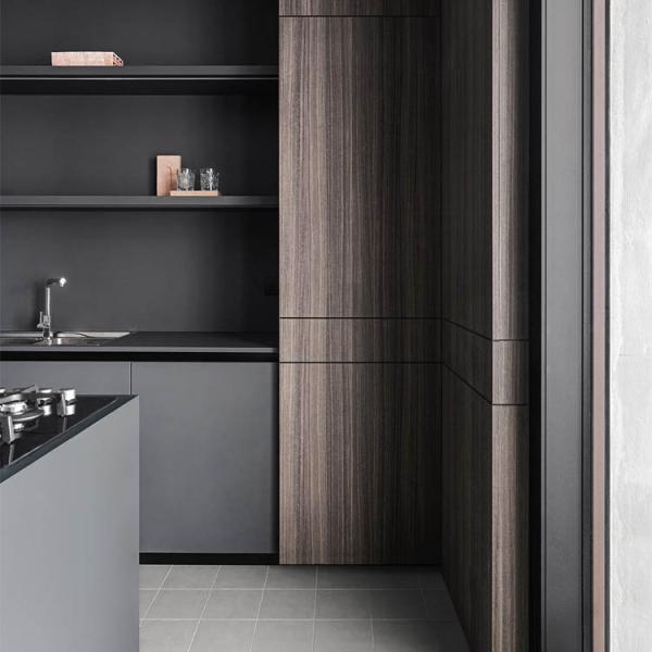 Modular ODM Handleless Kitchen Cabinets Wood Veneer Kitchen Cabinets