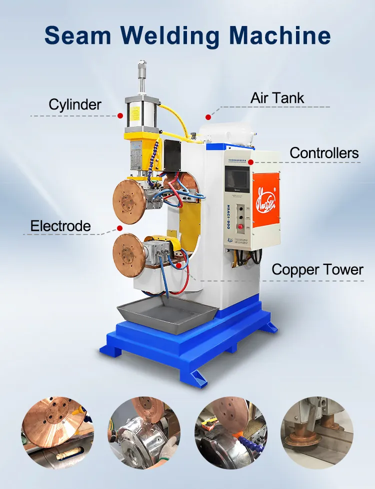 Hwashi personnalisé 38ov double station réservoir de carburant machine de fabrication, couture / rouleau machine de soudage pour réservoir
