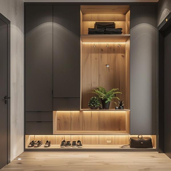 Solid Wood Adjustable Wardrobe Cabinet / Wardrobe Armoire Customized Color Modern Design Style