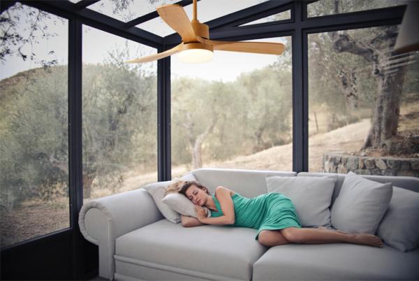 110V 220VDC 35W Metal And Wood Ceiling Fan Light For Living Room