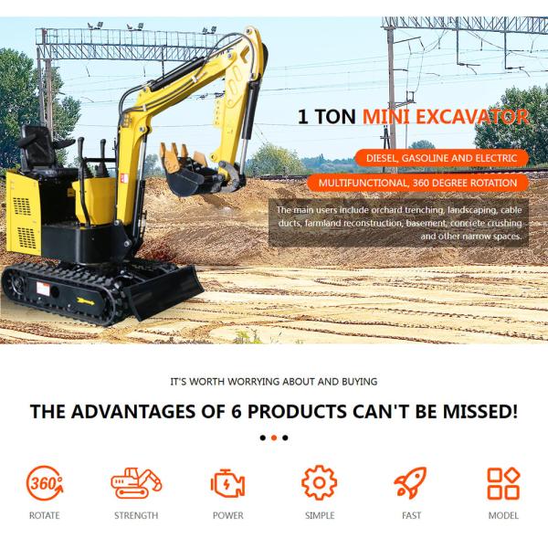 Small Excavation Equipment 1000kg Mini Hydraulic Excavator Earth Moving Machinery