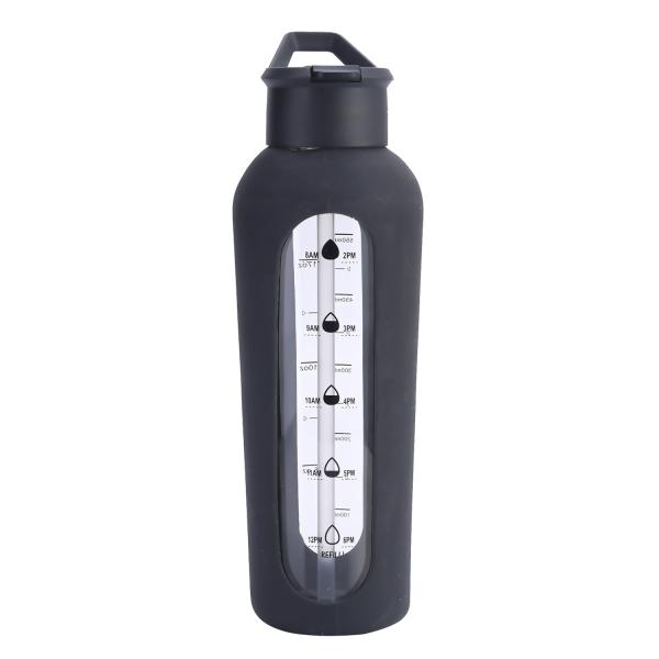 Outdoor Sport Glass Water Bottles With Silicone Cover And Straw