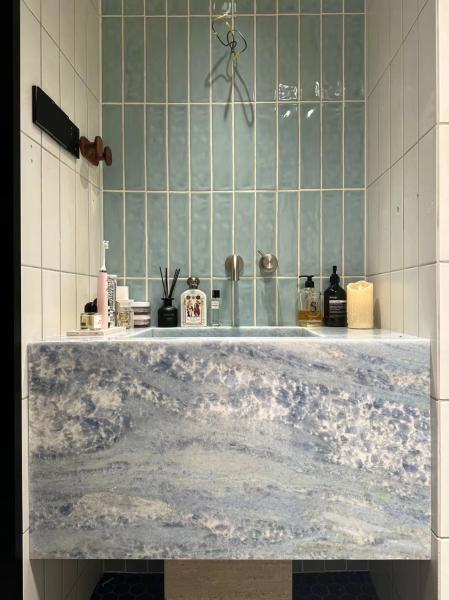 Luxury Blue Crystal Marble Washbasin | Sapphire Blue Vanity for Premium Bathrooms