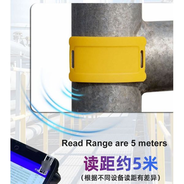 IP68 Waterproof Outdoor Working Aviation Leather RFID UHF Tag Cambered Surface Bonding Gas Cylinder UHF Tag