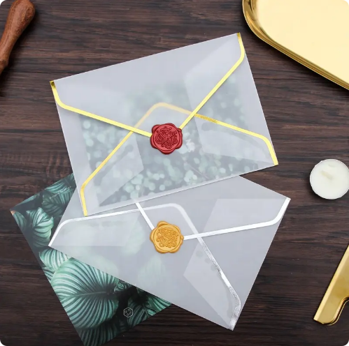 Custom Gilt Edge Glassine Paper Envelope Bag for Postcard and Greeting Card Packing