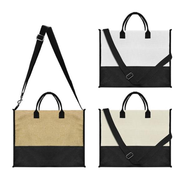 Sublimation Duffle Shoulder Bag Blank DIY Custom Printed Logo Compound Cotton Linen Sublimation Tote Bag