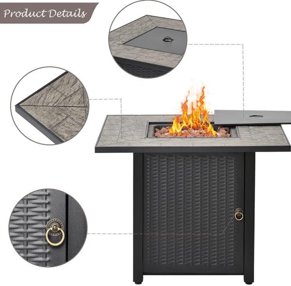 30 Inch Patio Heater Round Large Outdoor Natural Gas Firepit Square