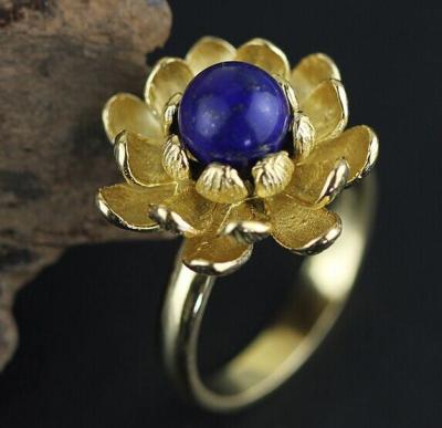 925 sterling silver natural freshwater pearls, beautiful three-dimensional lotus ring