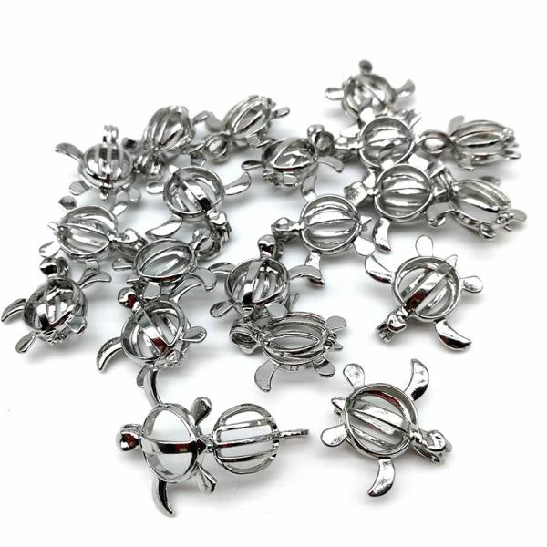 Silver Pearl Cage Locket Pendant Essential Oil Diffuser Oyster Neckalce Jewelry Findings