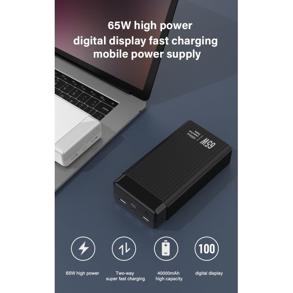 Dual USB Battery Polymer Laptop Power Supply 30000mah 65W