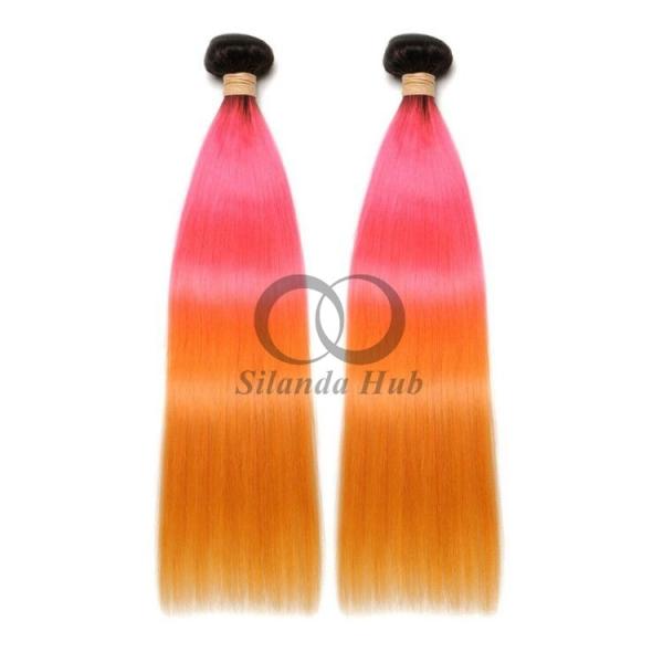 #T1B/Pink/Orange Straight Remy Human Hair Bundles Sew In Weave Bundles Brazilian Bundle Deals