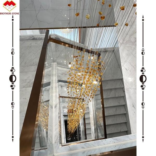 Easy Installation Luxury White Stone Volakas Marble Staircase for Hotel Decoration