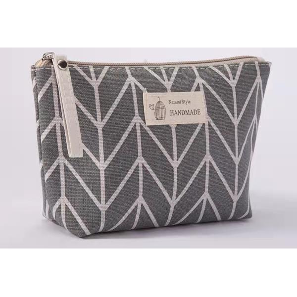 Plane Printing Makeup Canvas Bag , Toiletries fabric zipper bag Cartoon Plant Pattern