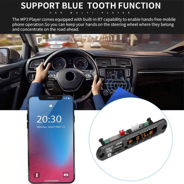 Bluetooth 5.0 Audio Module with Color Screen and Remote Control MP3 Decoder Board for Car Amplifier