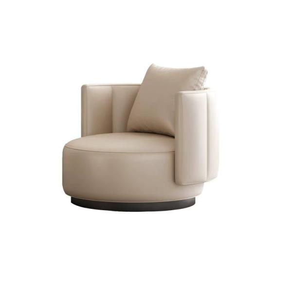 Contemporary Hotel Minimalist Style Genuine Leather Single Sofa for Reception Area