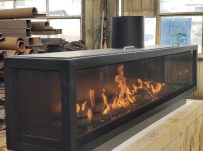Gas Fireplaces European Black Matte Carbon Steel Three-sided gas fireplace Propane Gas Natural