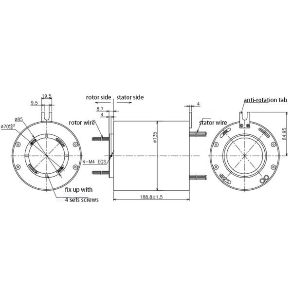 Соединение полого вала локальных сетей 300rpm 70mm гигабита роторное