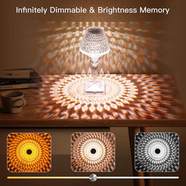Rechargeable Wineglass Diamond Crystal Table Lamp For Home Office
